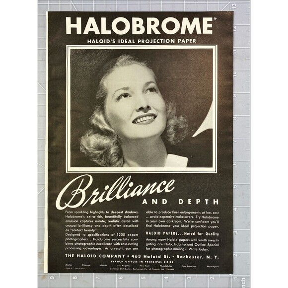 Haloid Co. "Halobrome Projection Paper: Brilliance & Depth" Vtg Print Ad 1941 - Picture 2 of 3